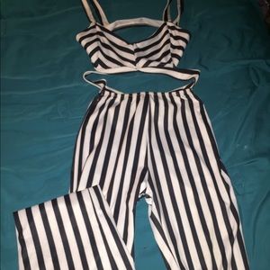Stripe backless bodysuit